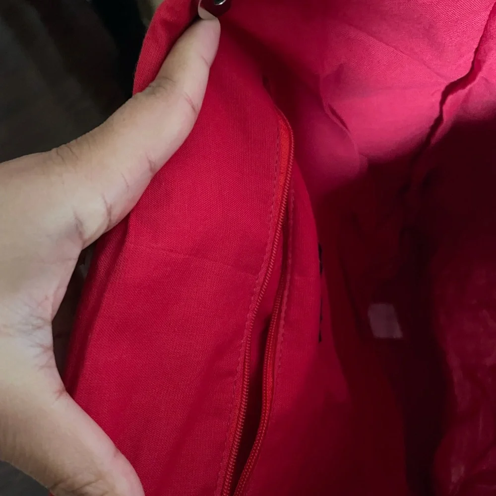 Boho Red Cotton Enbroidered Bag with Coin Detailing - Picture 5 of 6